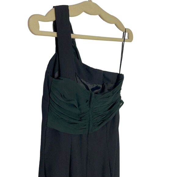 Vintage Gale Mitchell Designer 90's Black One Shoulder Dress w/ 100% Silk Sash - Picture 4 of 10